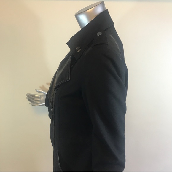 Promod Black Trench Style Long Jacket US 8 Medium - Picture 6 of 16